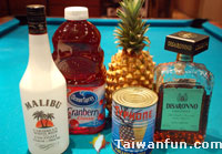 Ingredients of cocktail: Pink Paradise